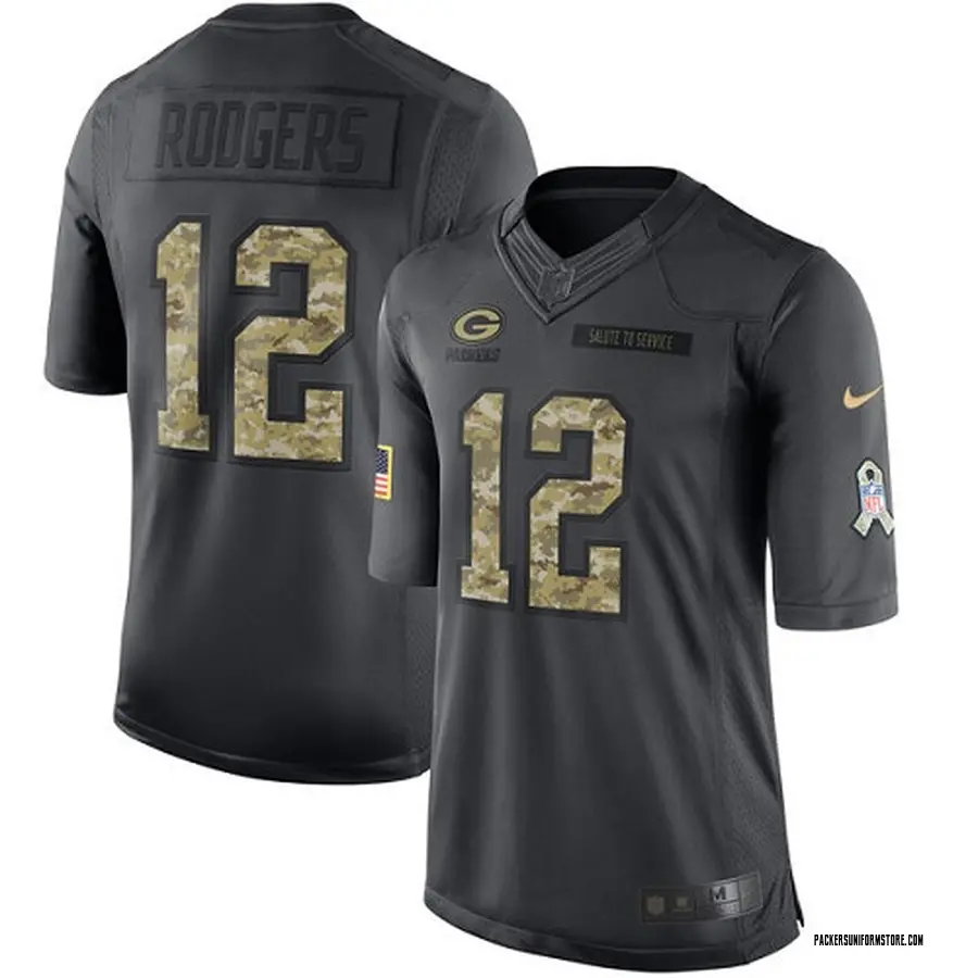Nike Aaron Rodgers Green Bay Packers Youth Limited Black 2016 Salute to Service Jersey