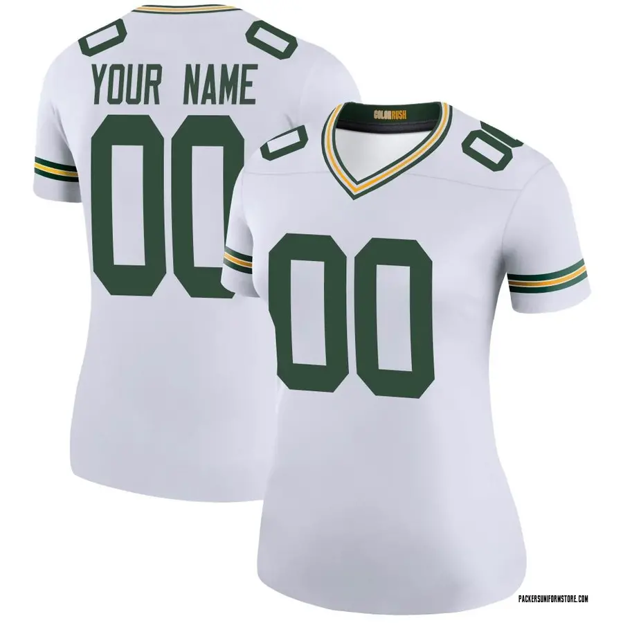 Nike Custom Green Bay Packers Women's Legend White Color Rush Jersey